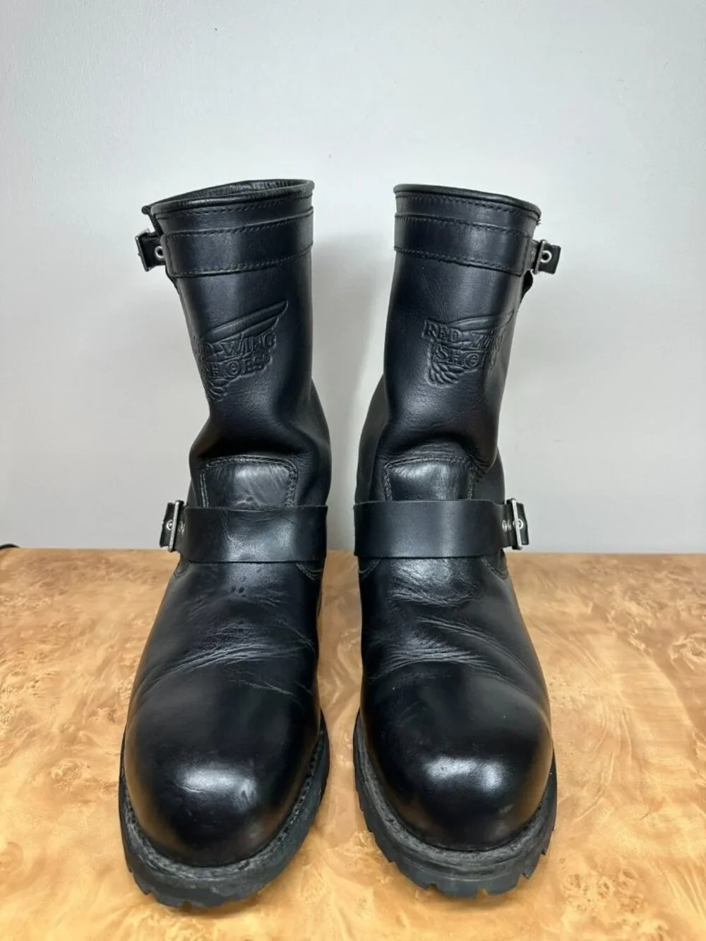 Red Wing 988 Engineer Boots Mens 11 D Black Leather Steel Toe Vibram Biker